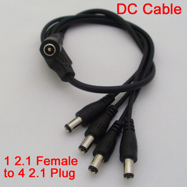 10pcs DC Power Splitter Cable 5.5x2.1 DC Female 1 to 4 Male Cord For CCTV Camera