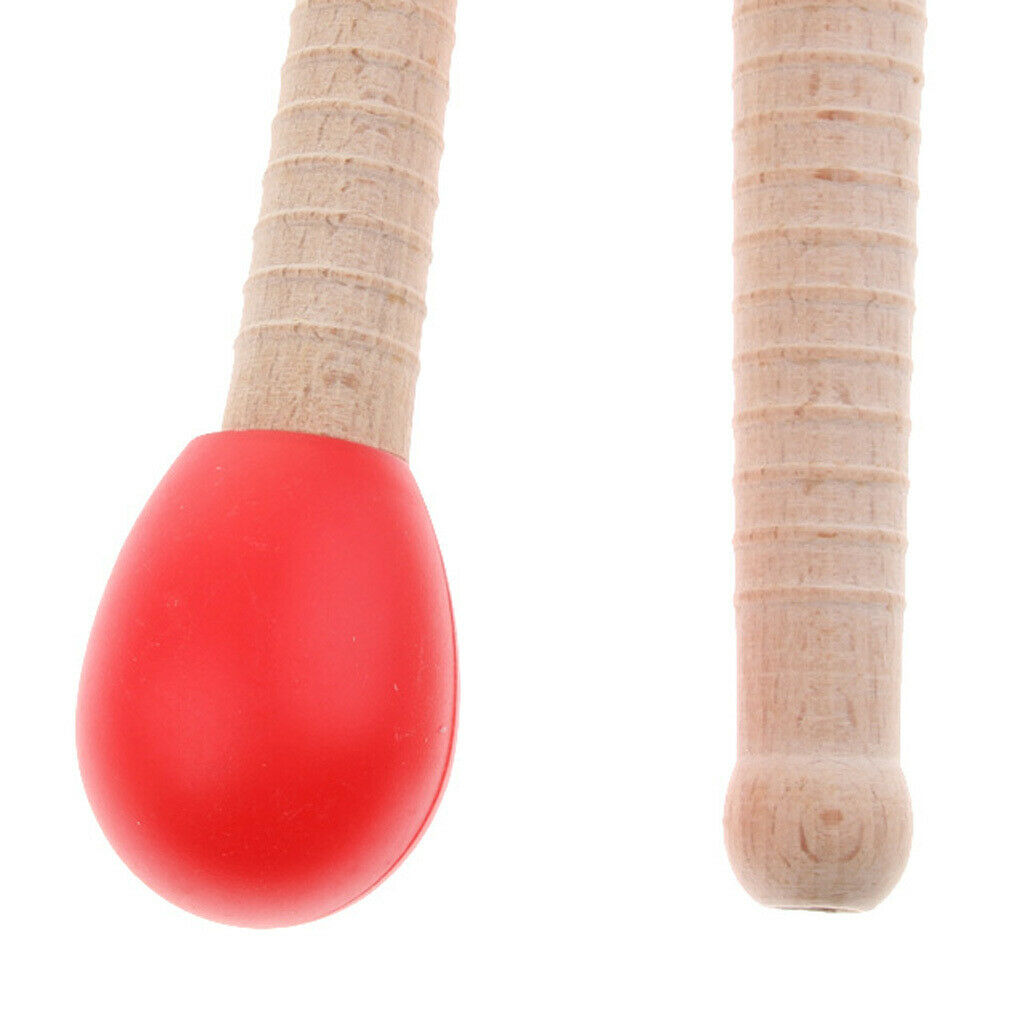 2 Pcs Wooden Sand Hammer Handbell for Kids Learning Educational Toys Red