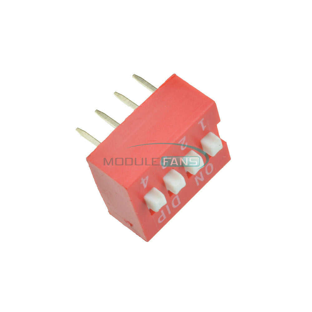 100pcs Red 2.54mm Pitch 4 PositionWay 4-Bit 4P Slide Type DIP Switch Module