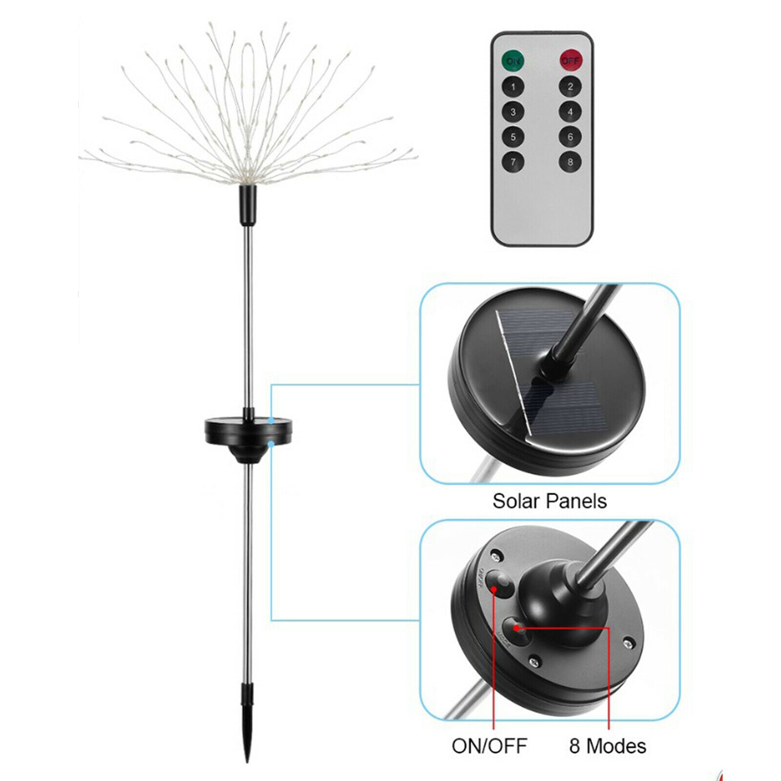 Solar Firework Light Outdoor Firework Solar Walkway Garden Decorative Lights 150