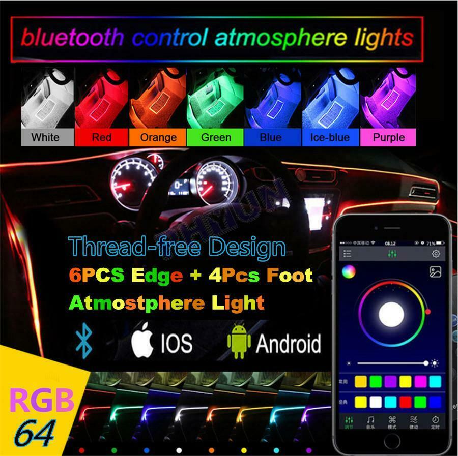 10Pcs RGB LED 8M Fiber Optic Car Truck SUV Neon Strip Light Bluetooth APP Remote