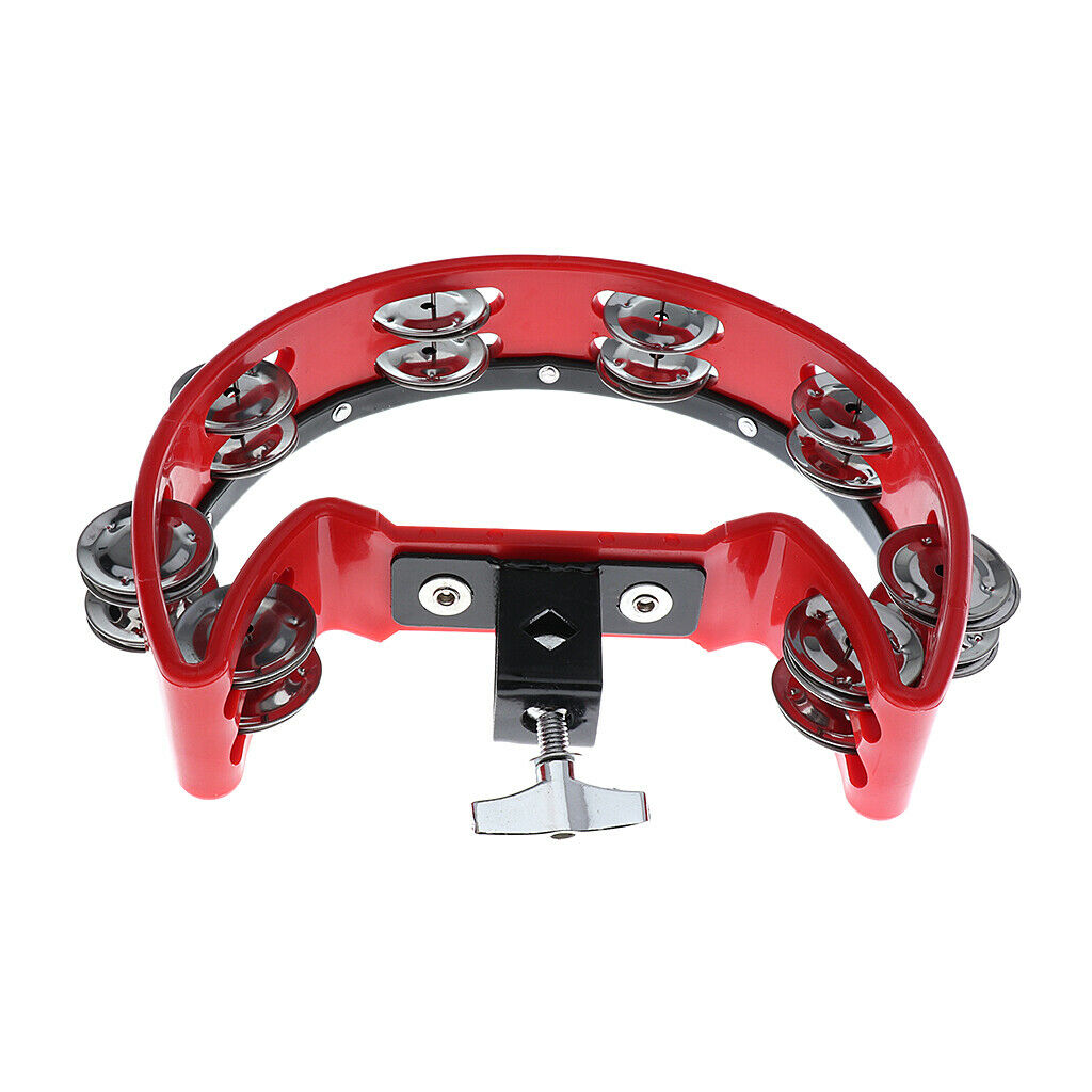 Tambourine Rattle Steel Jingles with Clamp Drum Holder for Drum Parts