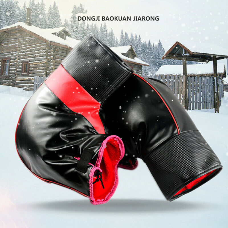 Motorcycle Scooter Bikes Winter Windproof Thick Warm Leather Handlebar Gloves
