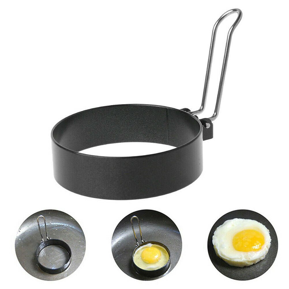 Nonstick Stainless Steel Handle Round Egg Ring Shaper Pancake Mould Mold .l8