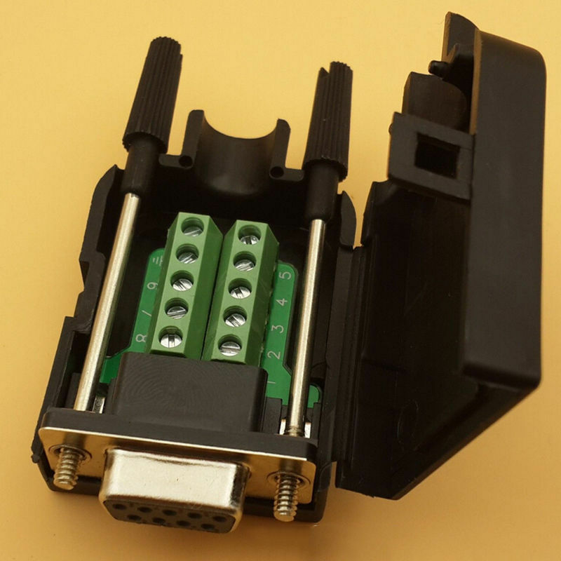 DB9 female 9Pin D-Sub Connector solderless Terminal Board Plastic Cover screw WF