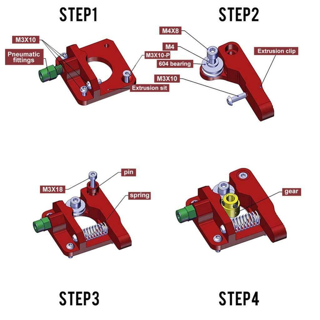 Red Right MK8 Extruder 1.75mm Filament for Ender 3 CR10 CR10S PRO CR8 CR7