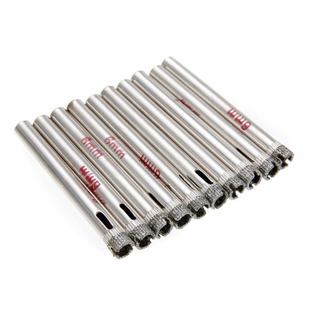 10PCS 6mm Diamond Holesaw Tile Glass Slate Porcelain Marble Drill Bits Tool