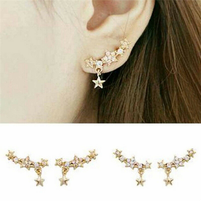 Star Crystal Rhinestone Ear Stud Earring Eardrop Earrings Women Jewelry Fashi.DD