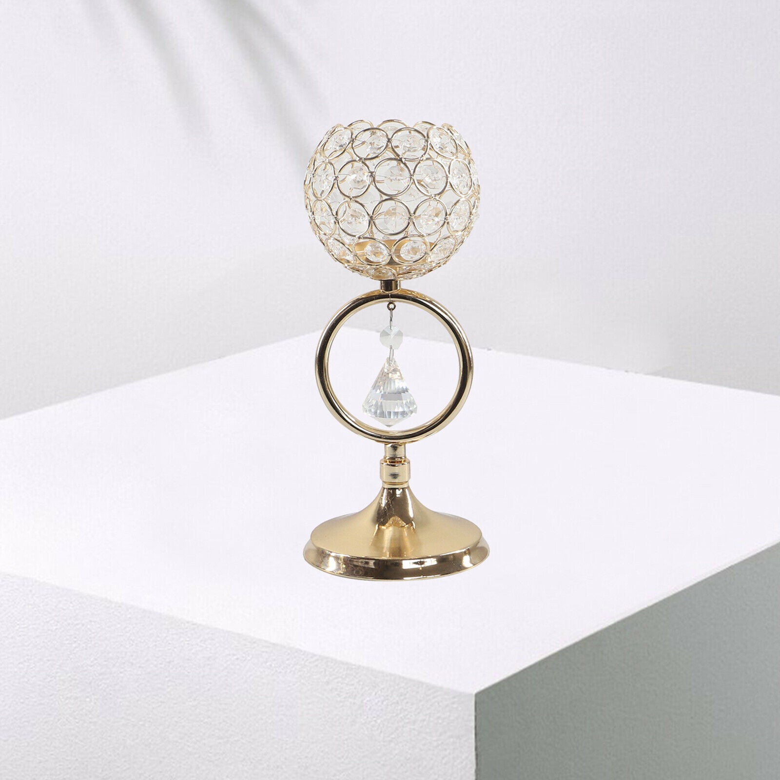 Modern Crystal Tea Light Candle Holder Pillar Candlestick for Home Decor