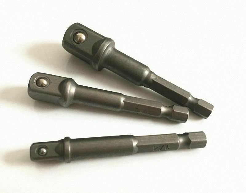 3Pcs Hex Drive Bit Power Drill Socket Driver Extension Adapters 1/4 3/8 1/2