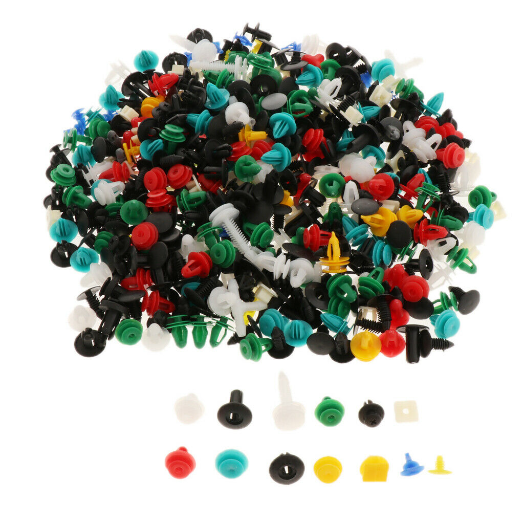 500 Mixed Plastic Auto Car Fastener Clip Bumper Fender Trim Rivet Door Panel