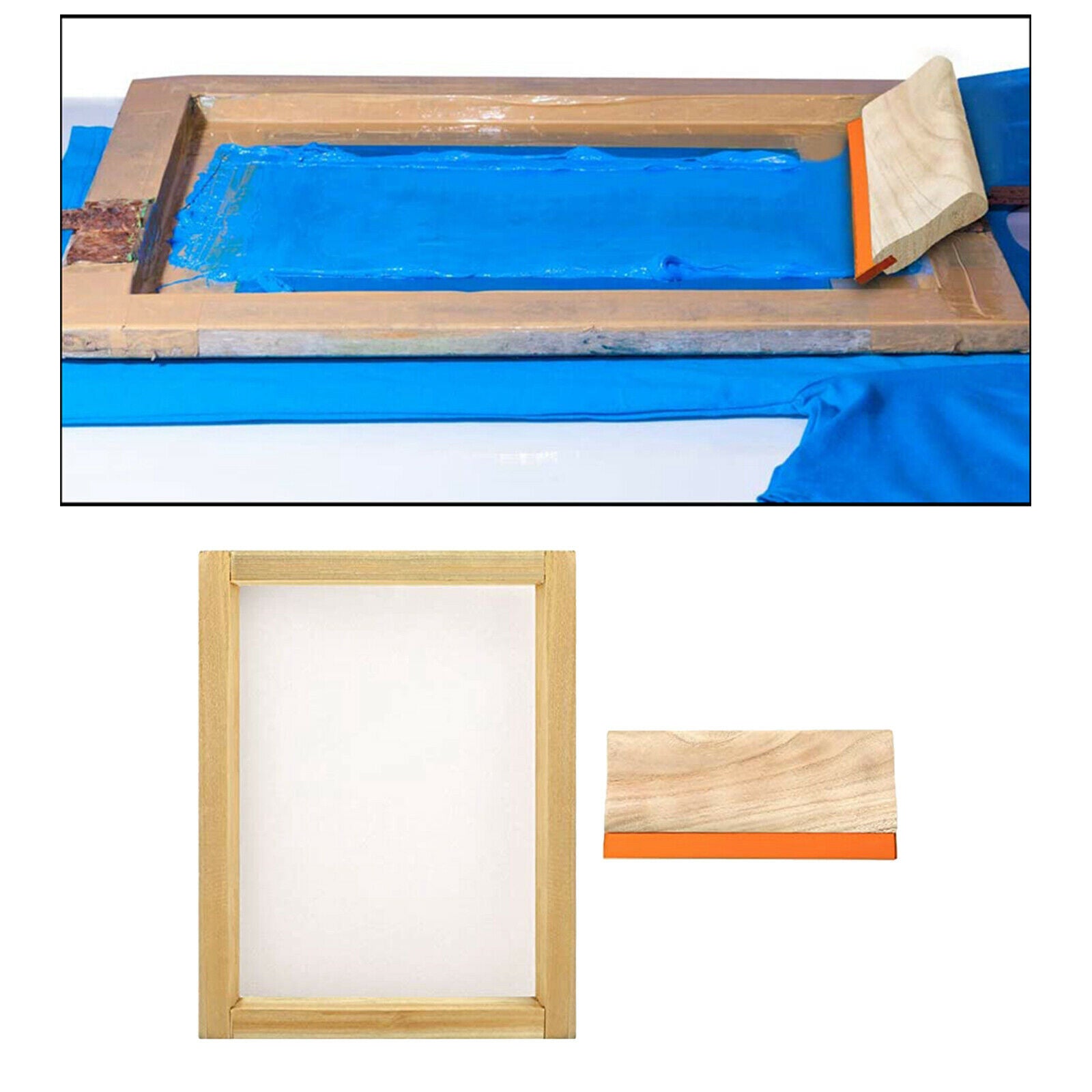 10x14inch Large Wood Silk Screen Printing Frame w/ Screen Printing Squeegee