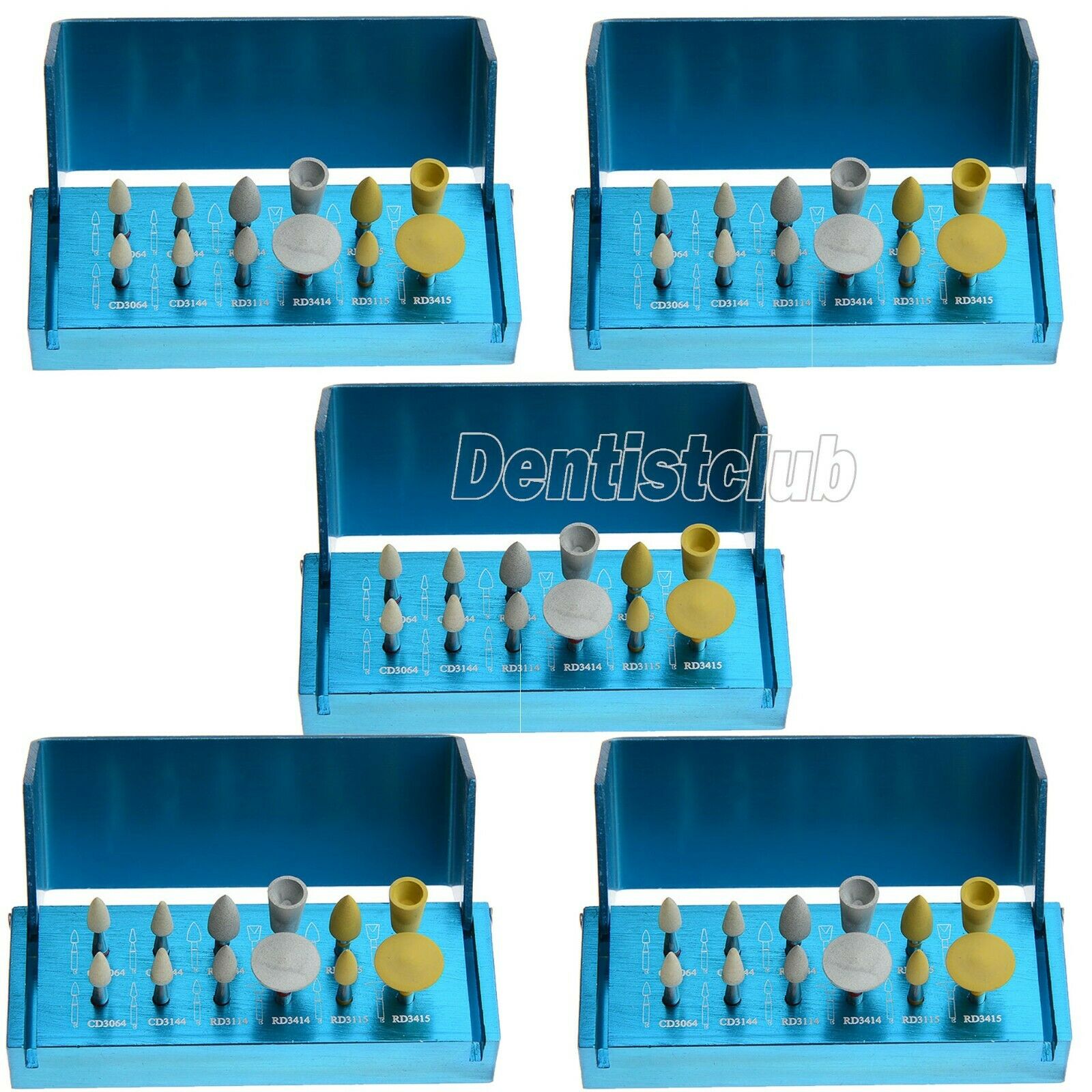 5X Dental Zirconia Polishing Diamond Polishers Burs Cups Kit RA 3112 12pcs/Kit