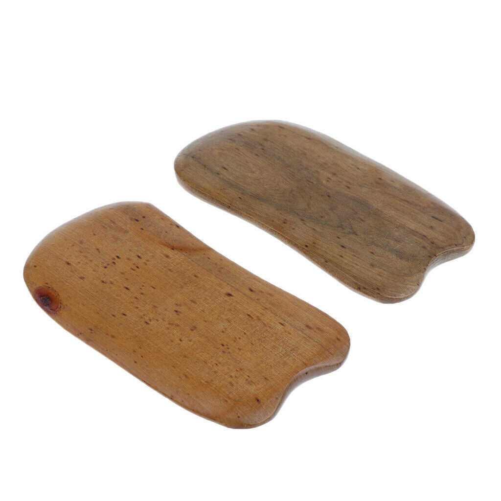 2 Pieces Natural Sandalwood Guasha Acupuncture Point Massage Board Scraping