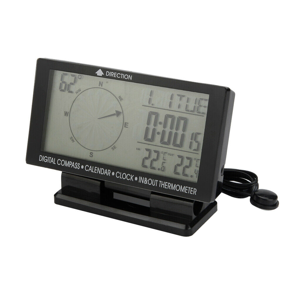 4.6 " LCD Display Blue LED Auto Digital Compass Clock Thermometer Calendar .