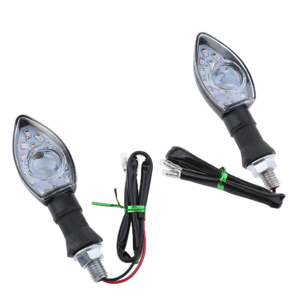 Pair 12V Motorcycle Bike LED Turn Signal Lights Brake Indicator Blue