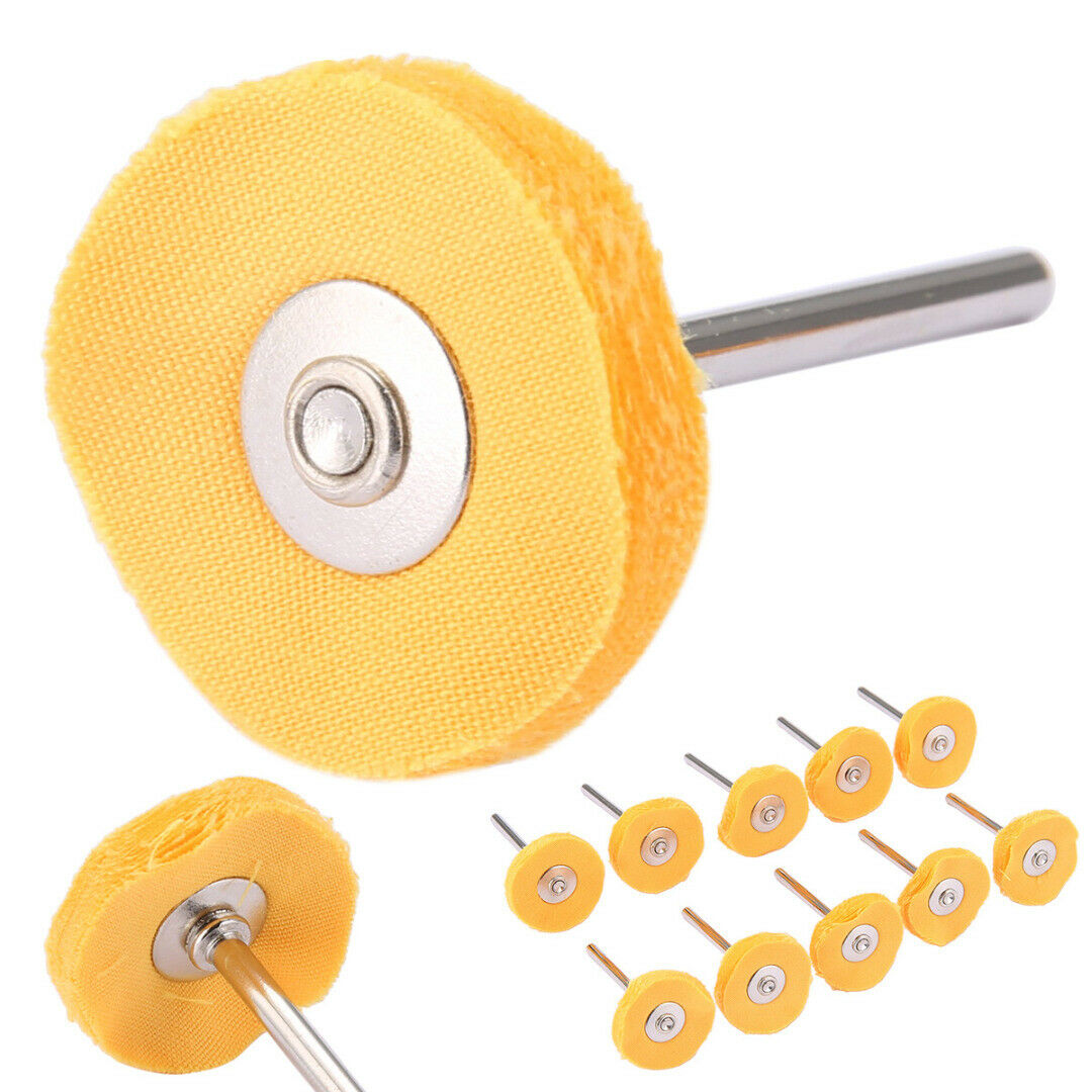 10 x 25mm Round Polishing Buffing Cloth Wheel Brush Rotary Pad Tool 3mm Shank