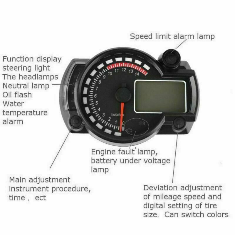 15000rpm Motorcycle Speedometer Gauge Universal LCD Digit Tachometer Odometer
