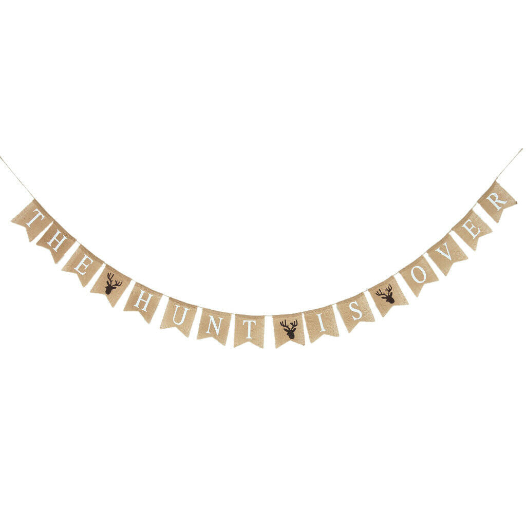 The Finished With Deer Bunting Party Garland Decoration Brown Flag
