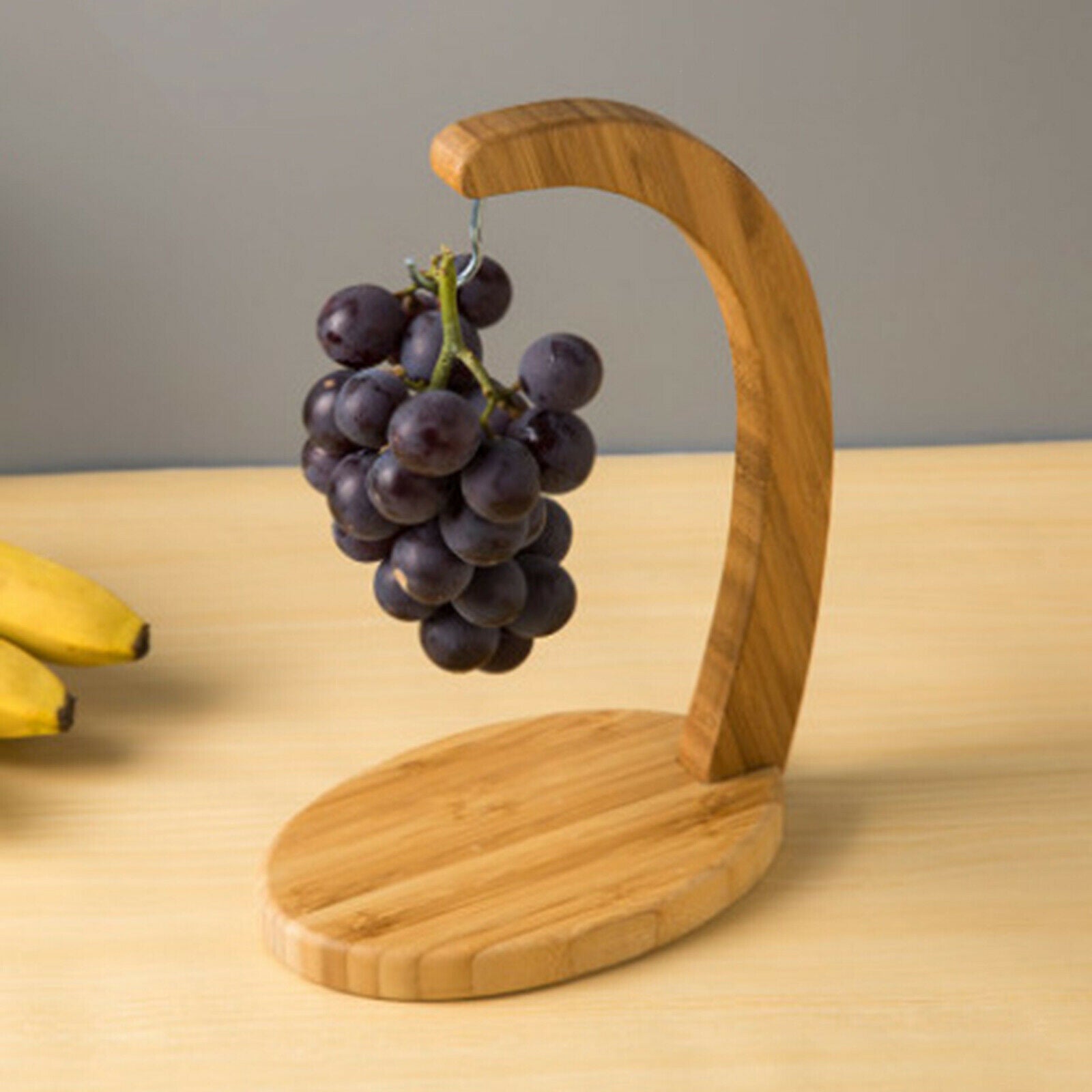 Banana Holder Stand Wooden Hanger Rack Fruit Grapes Display Hook Living Room
