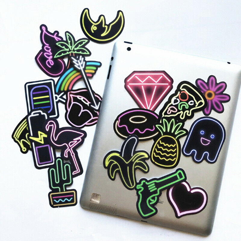 21Pcs neon light style cute stickers for suitcase laptop guitar cool dood.l8