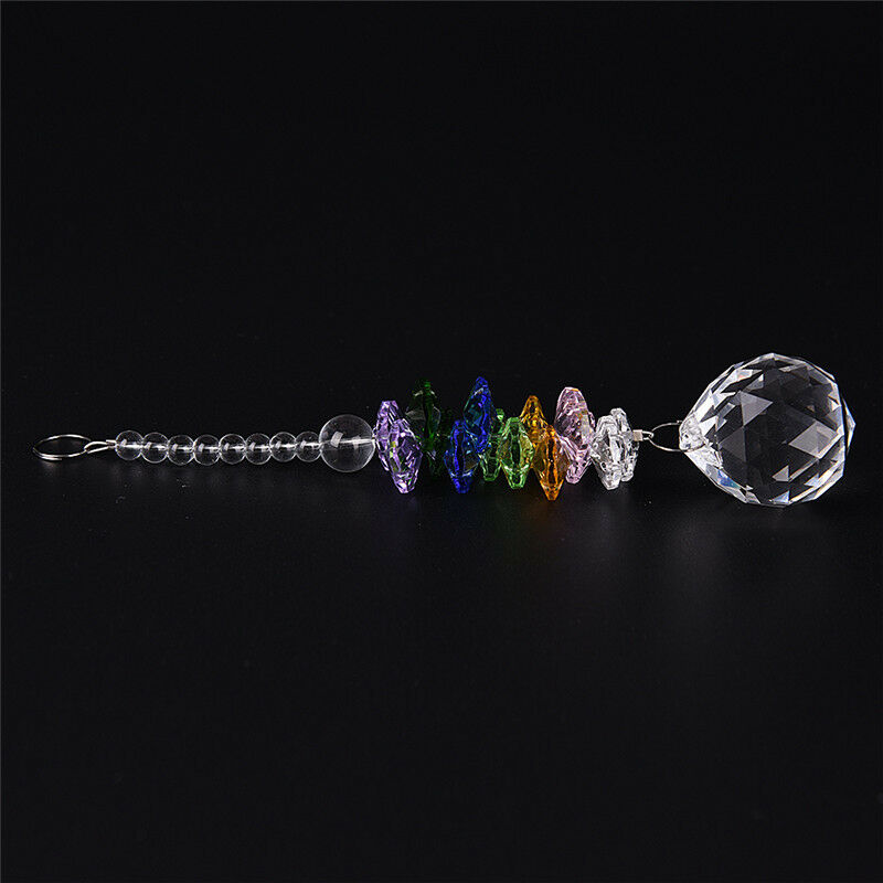 Hanging Glass Crystal Ball Prism Pendant Ornament Rainbow Wedding Gift QaL Rf