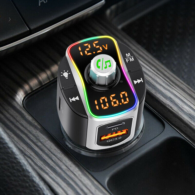 Bluetooth FM Transmitter Wireless Radio Adapter QC3.0 Support TF Card & USB Disk