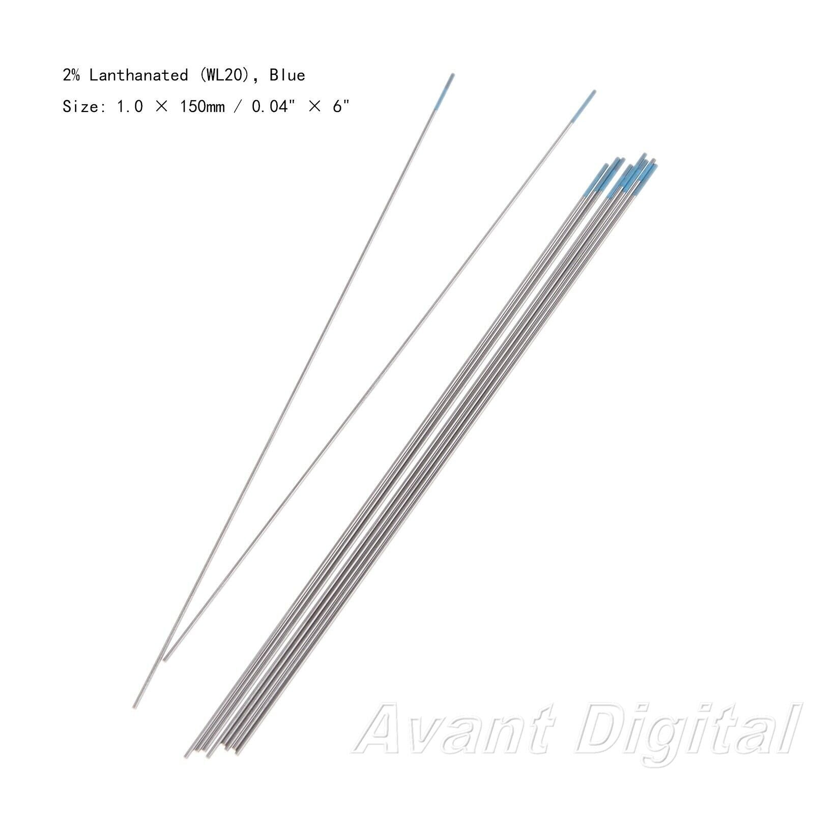 10X TIG Welding Tungsten Electrodes 2% Lanthanated 0.04"x6" Blue Tip Replace Kit