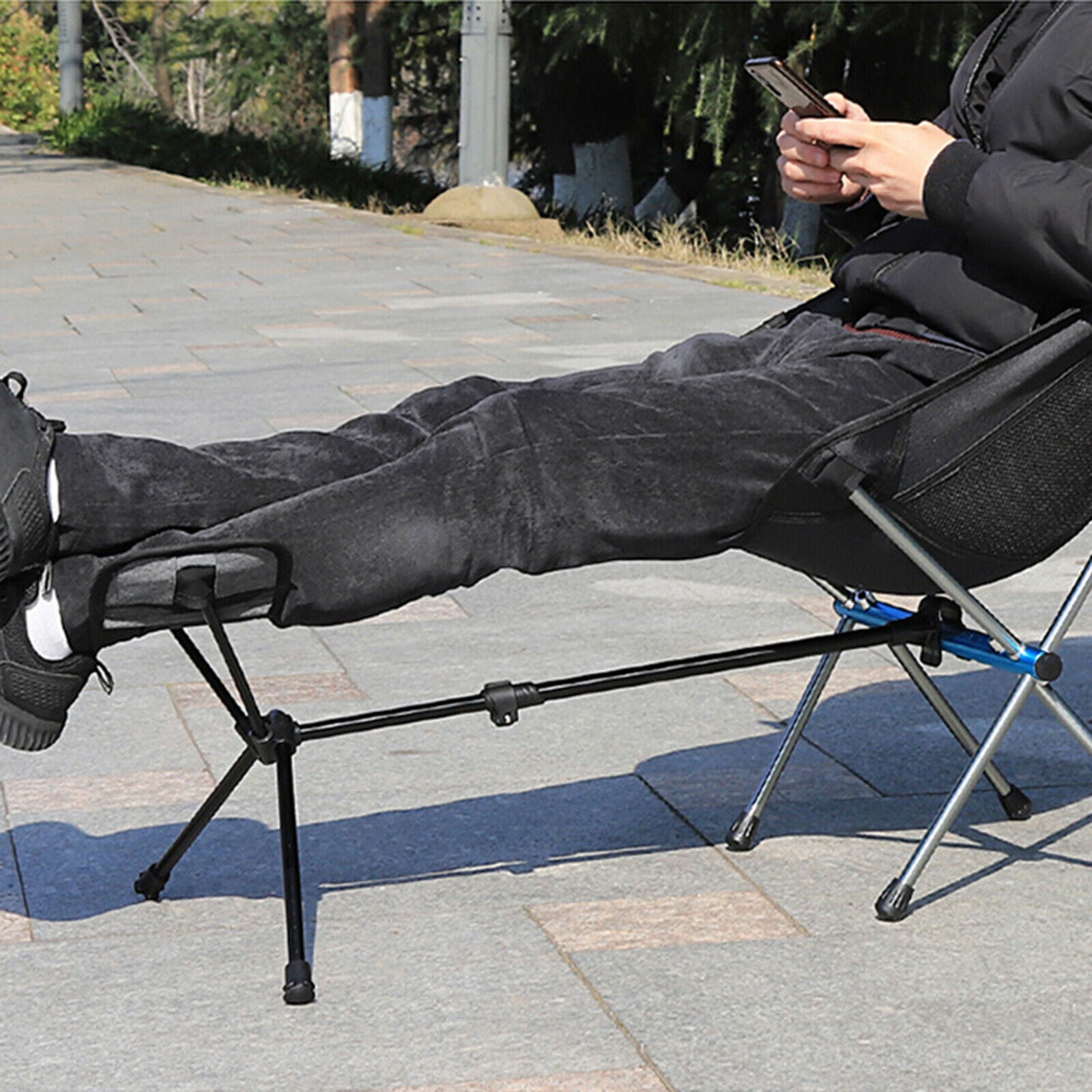 Folding Chair Footrest Anti-slip Foldable Picnic Footstool Legs Rest Seat