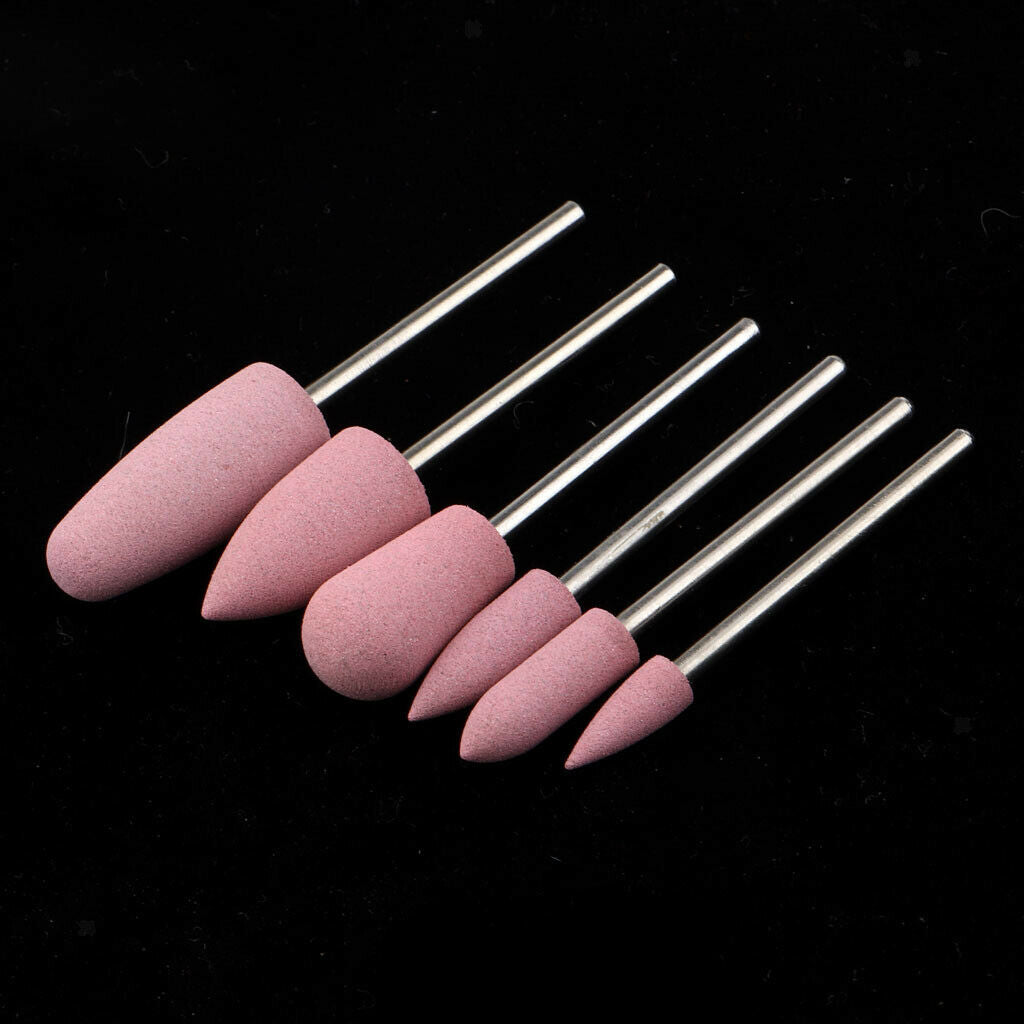 6pcs Silicone Nail Art Drill Bit 3/32â€™â€™ Cuticle Cleaner Electric Files Manicure