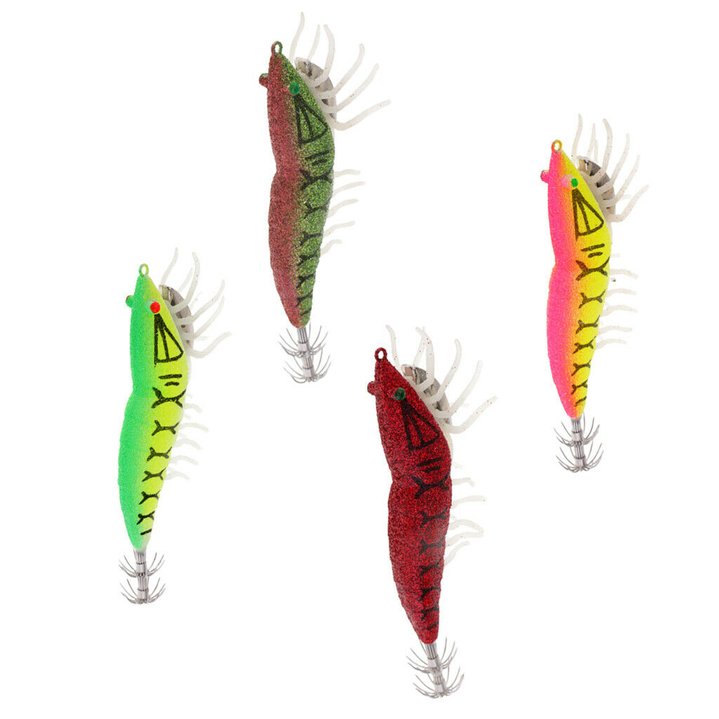 Glow in Dark Squid Jig Hooks Shrimp Fishing Lures with Luminous Soft Leg 01