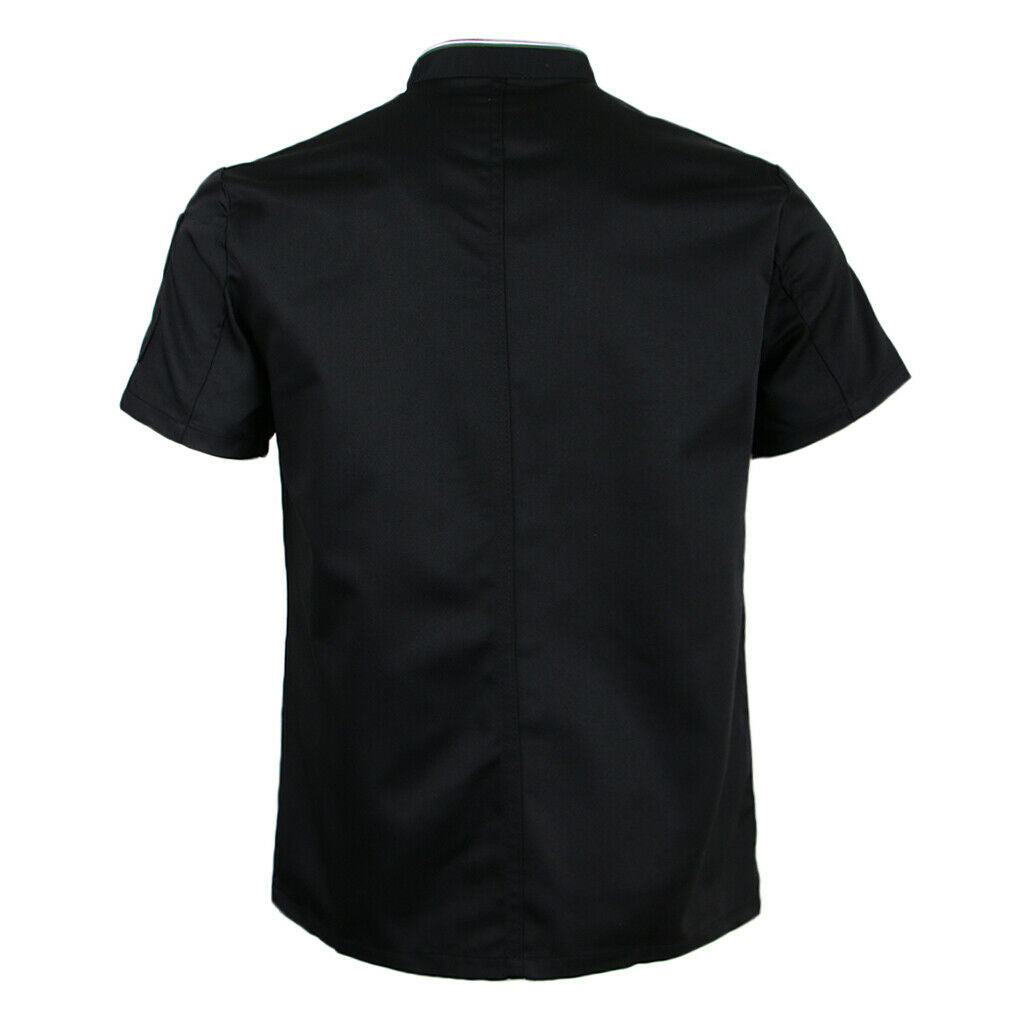 chef jacket uniform short sleeves hotel kitchen clothing cooking coat m black