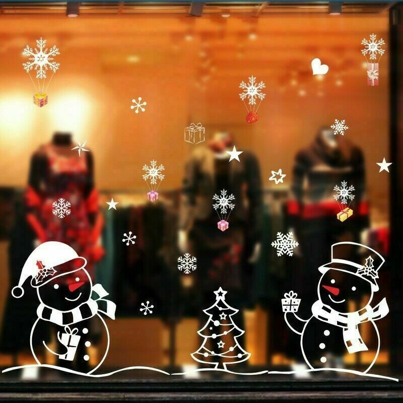 Self-adhesive Christmas Glass Stickers Snowman Wall Stickers Window Decor NR9