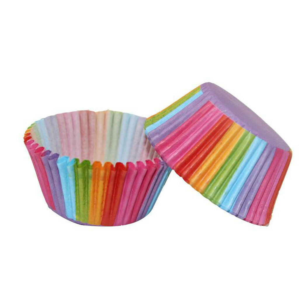 100 Pieces Rainbow Color Cupcake Baking Paper Cup Muffin Liners Standard Size