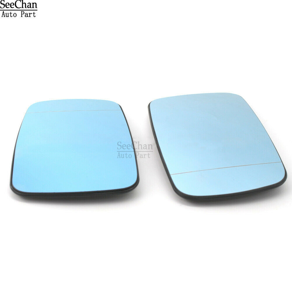 2x For BMW E38 95-01 E39 00-03 LH+RH Heated Blue Door Rearview Wing Mirror Glass