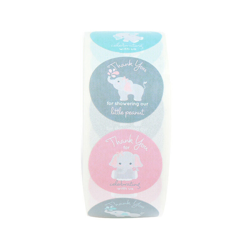 500pcs/roll round elephant thank you stickers scrapbooking for package la.l8