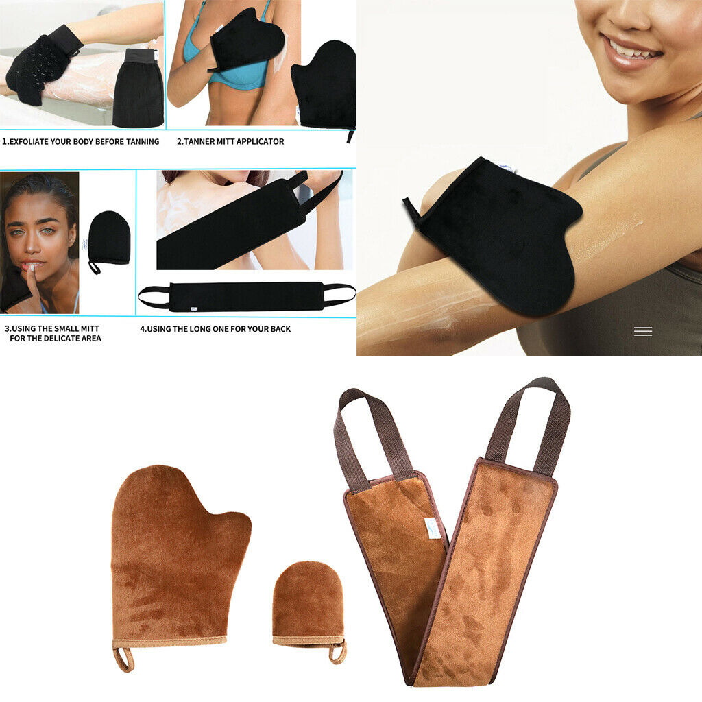3Pcs Self Tanning Mitt Applicator Kit Face Tan Mitt Microfiber Sunless