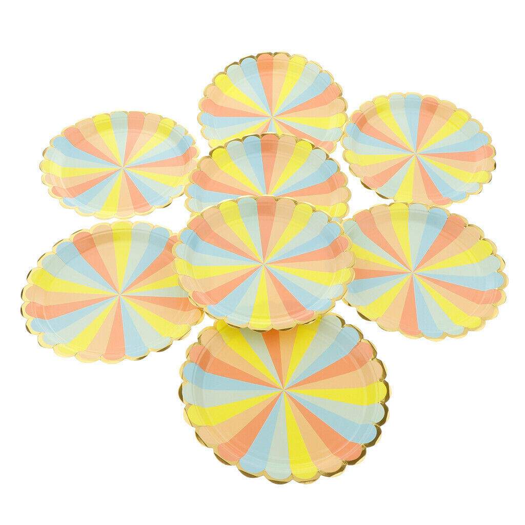8 Pcs Colorful Flower Petals Disposable Paper Plates Party Decor 23cm