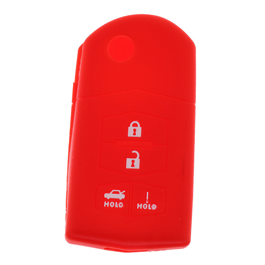 Replacement Car 4 Button Key Silicone Shell Case Cover For Mazda Red