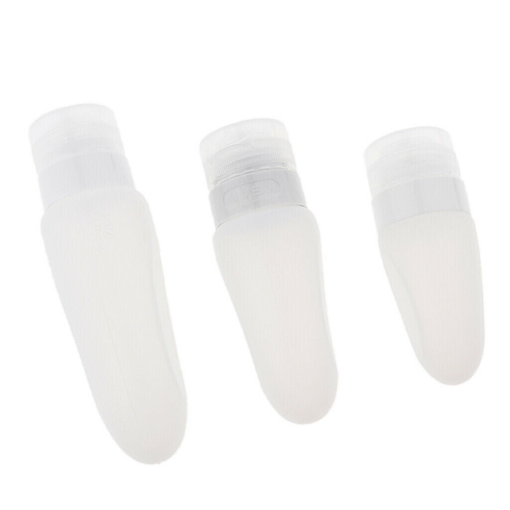 3 Pcs Silicone Mini Shampoo Sample Cosmetic Bottle Travel Container Clear