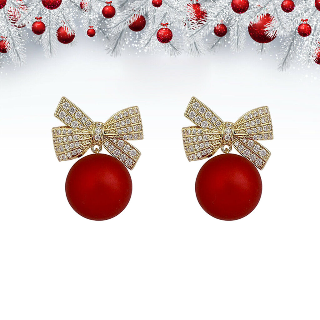 Fashion Crystal Bowknot Red Stud Earring Daily Wear Jewelry for Ladies