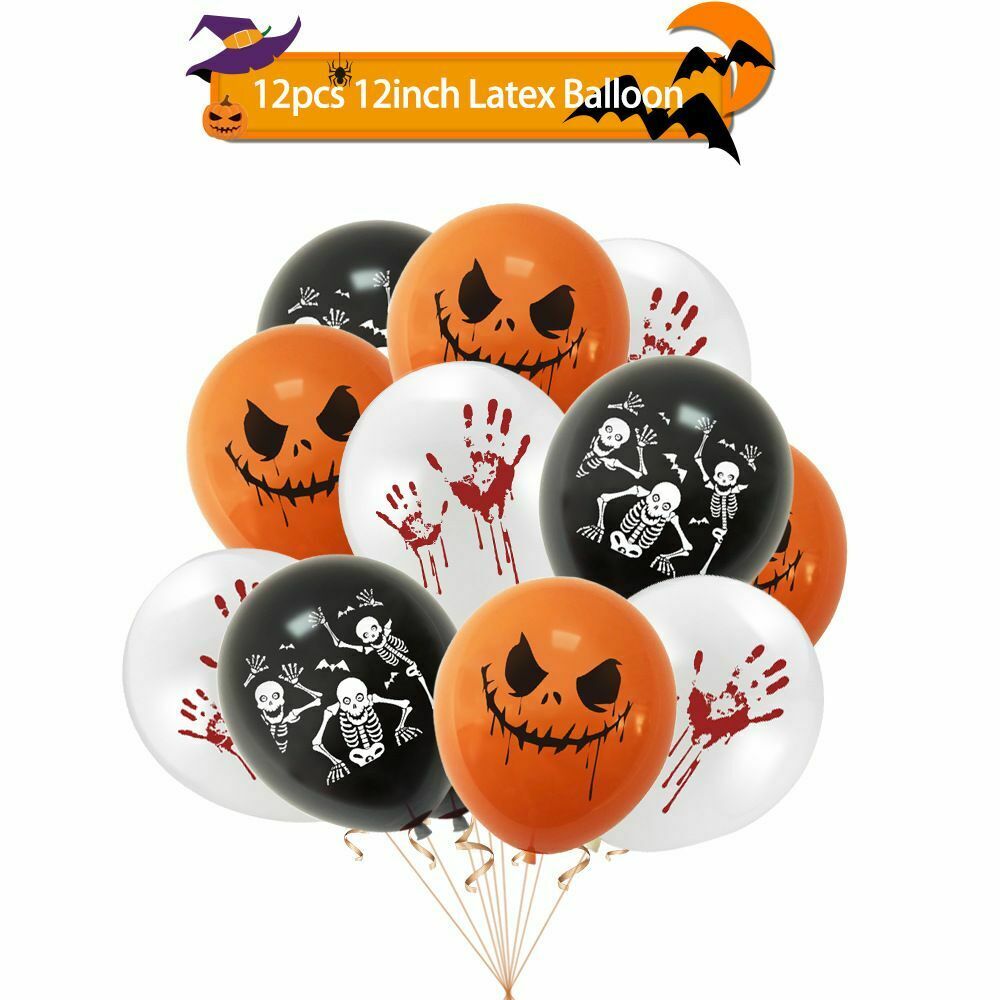 Festival Props Spider Cake Topper Banner Halloween Balloons Set Pumpkin Garland