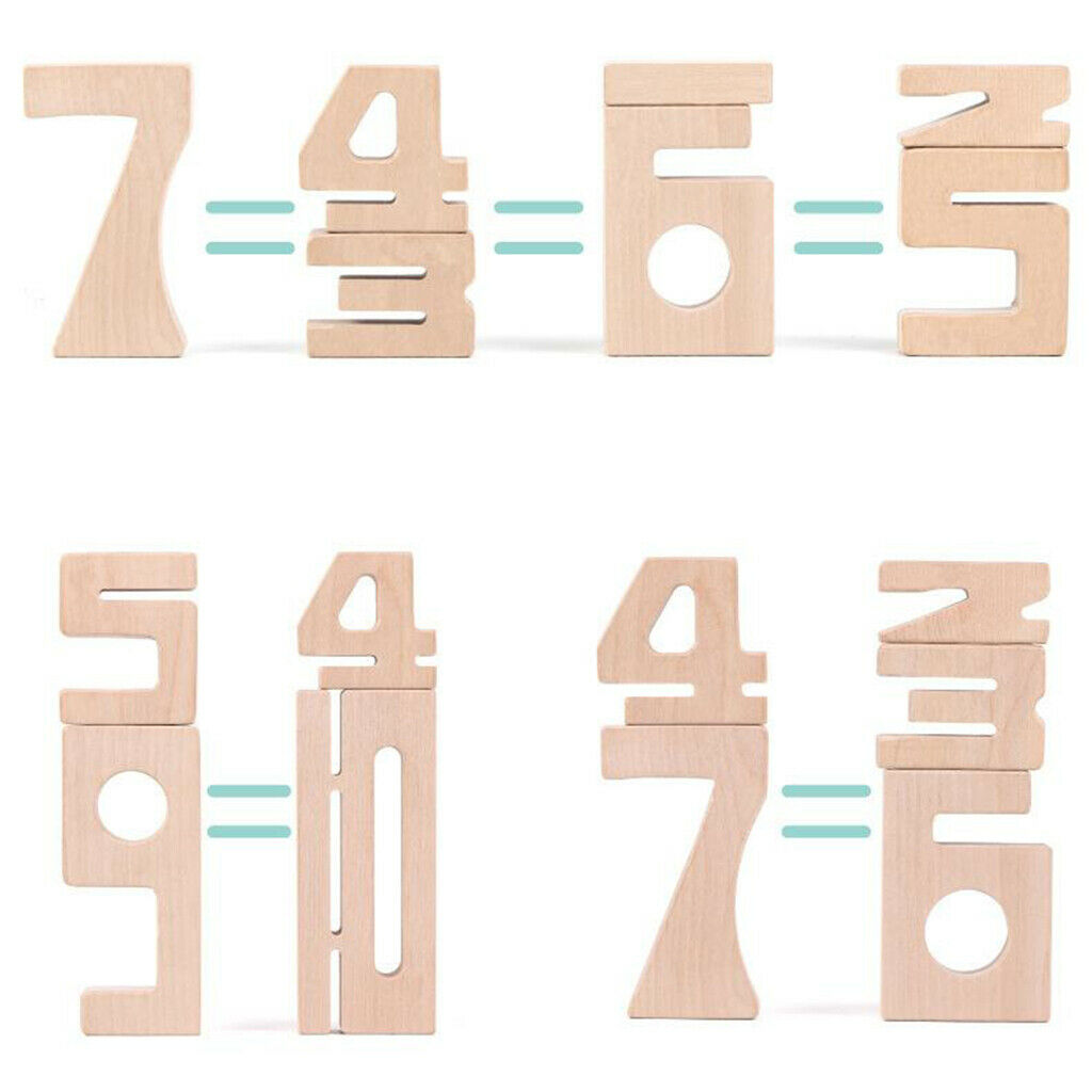 Unpainted Wooden Building Blocks Math Number Block Toys for Preschool Kids