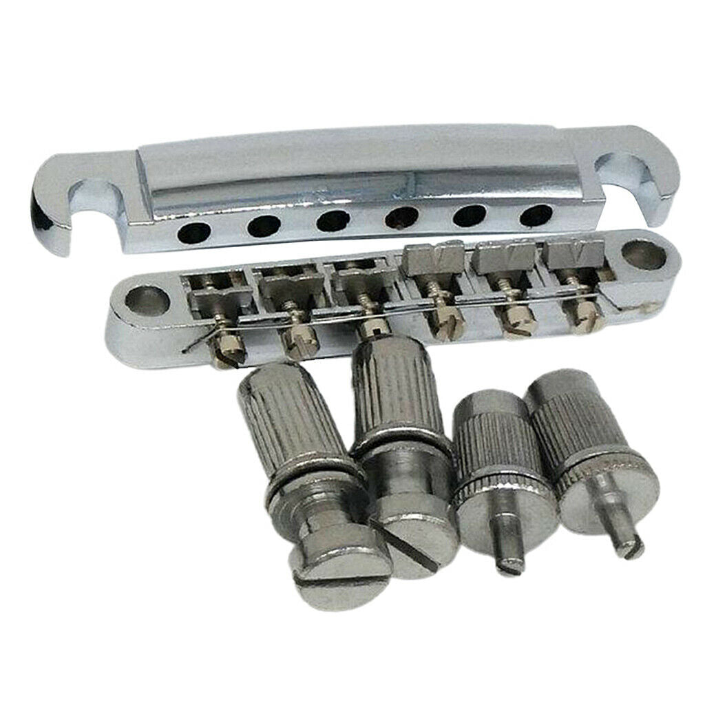 6 String Electric Guitar Bridge Tailpiece Fit for LP Style Guitar Silvery