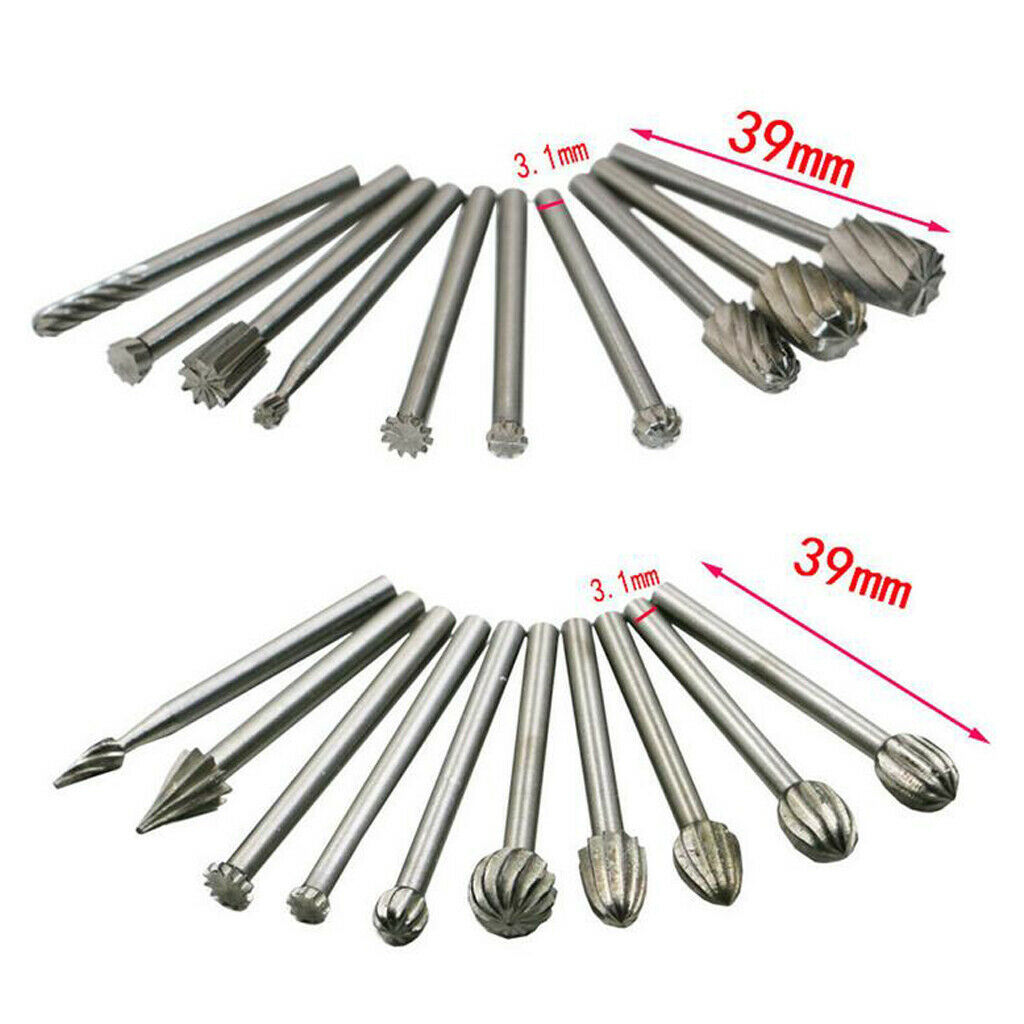 20PCS HSS Head Burrs Rotary Drill Die Grinder Carving Multi Tool Bit Set