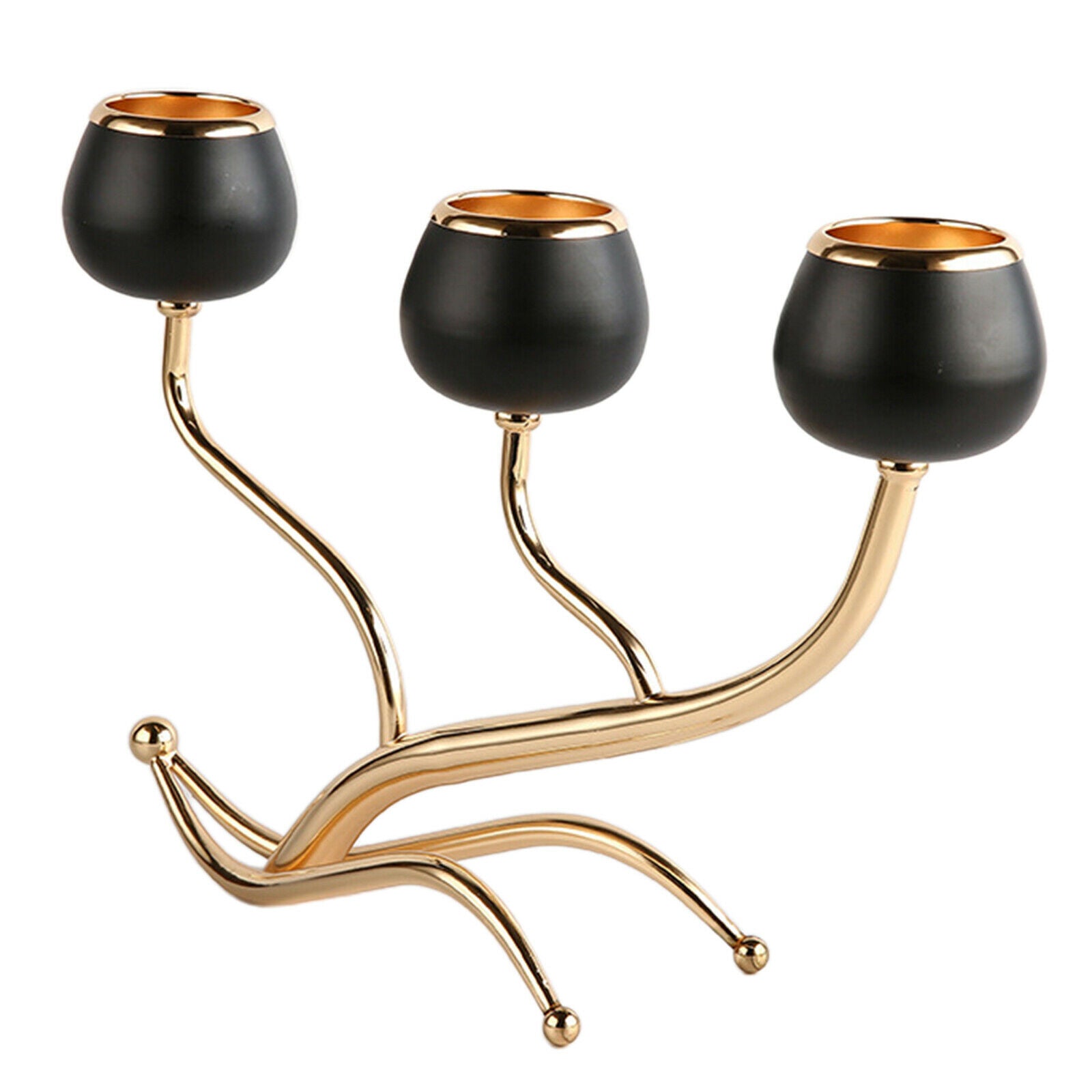 Black 3 Arms Candle Holder Home Wedding Tealight Holders Ornament Decoration