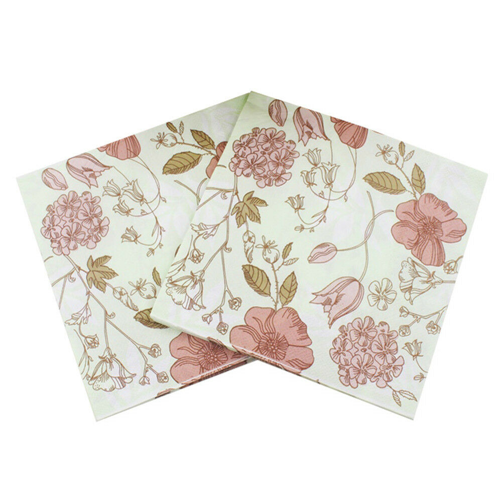 20X wedding party napkins printed flower paper napkin for party supplies decBDA