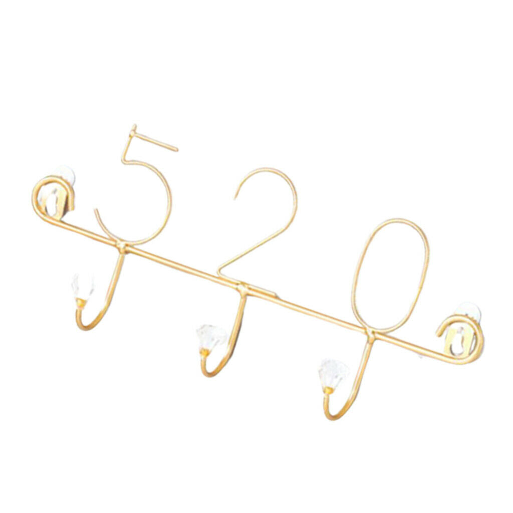 Golden 3 Hooks Practical Iron Wall Hook Home Storage Organizer f/ Wall Decor