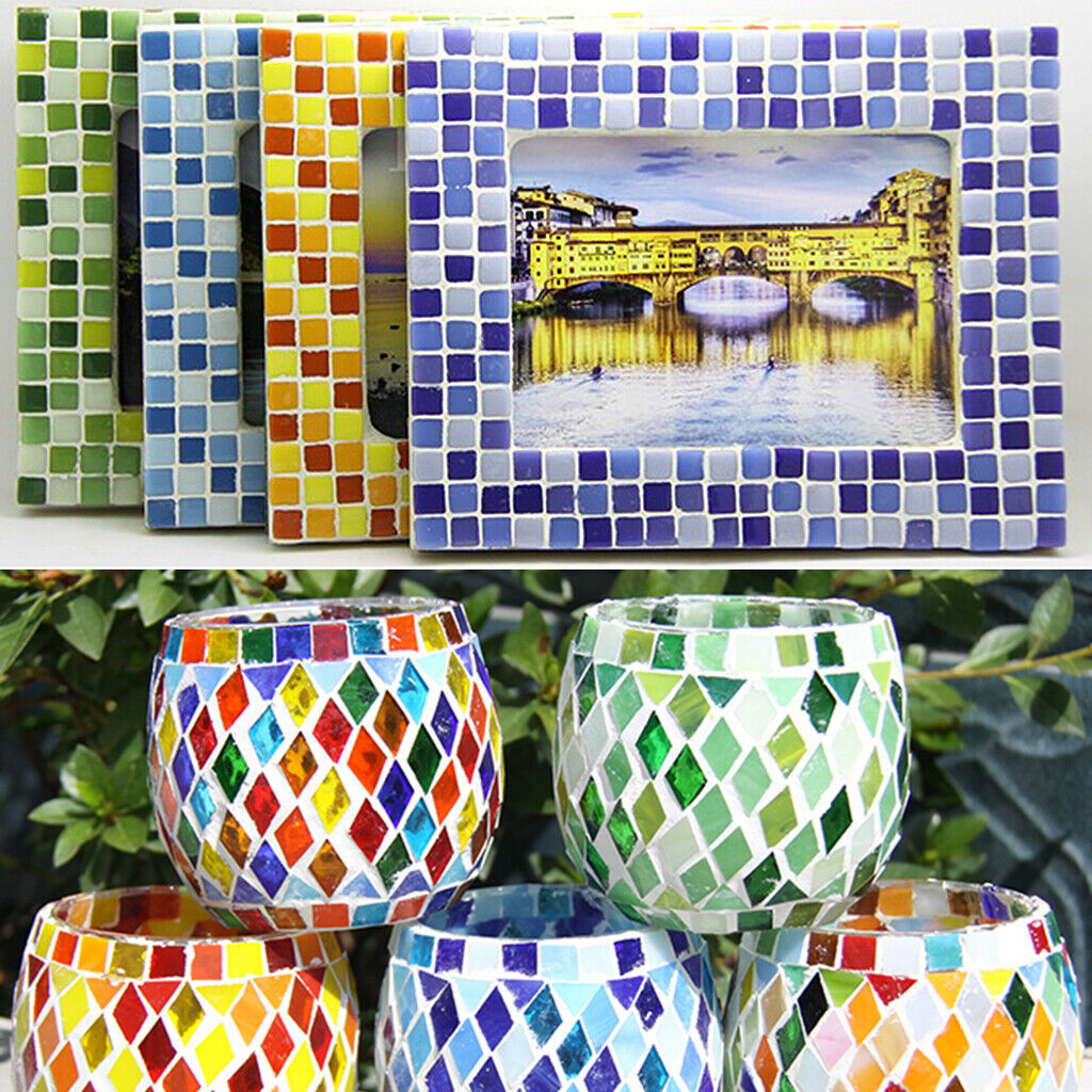 160g Puzzle Mosaic Glass Tiles Square Mosaic Artwork Home Ornaments 11mm