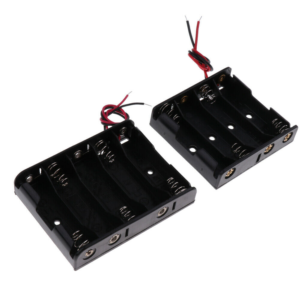 Box of 10 Black Battery Holder Packs with Cables That Can Hold AA Battery